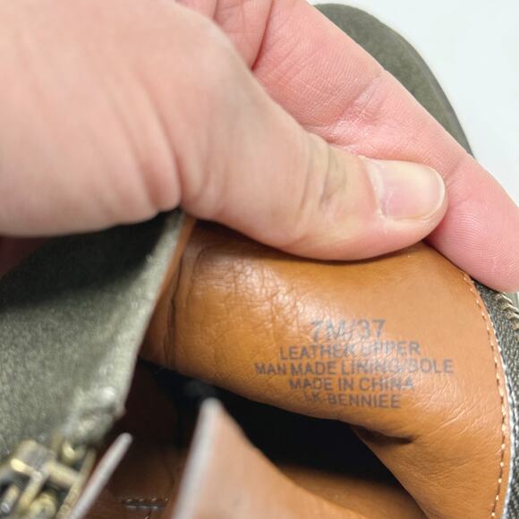 Lucky Brand Womens 7 Green Suede Leather LK Benniee Ankle Booties Block Heel - Picture 11 of 12